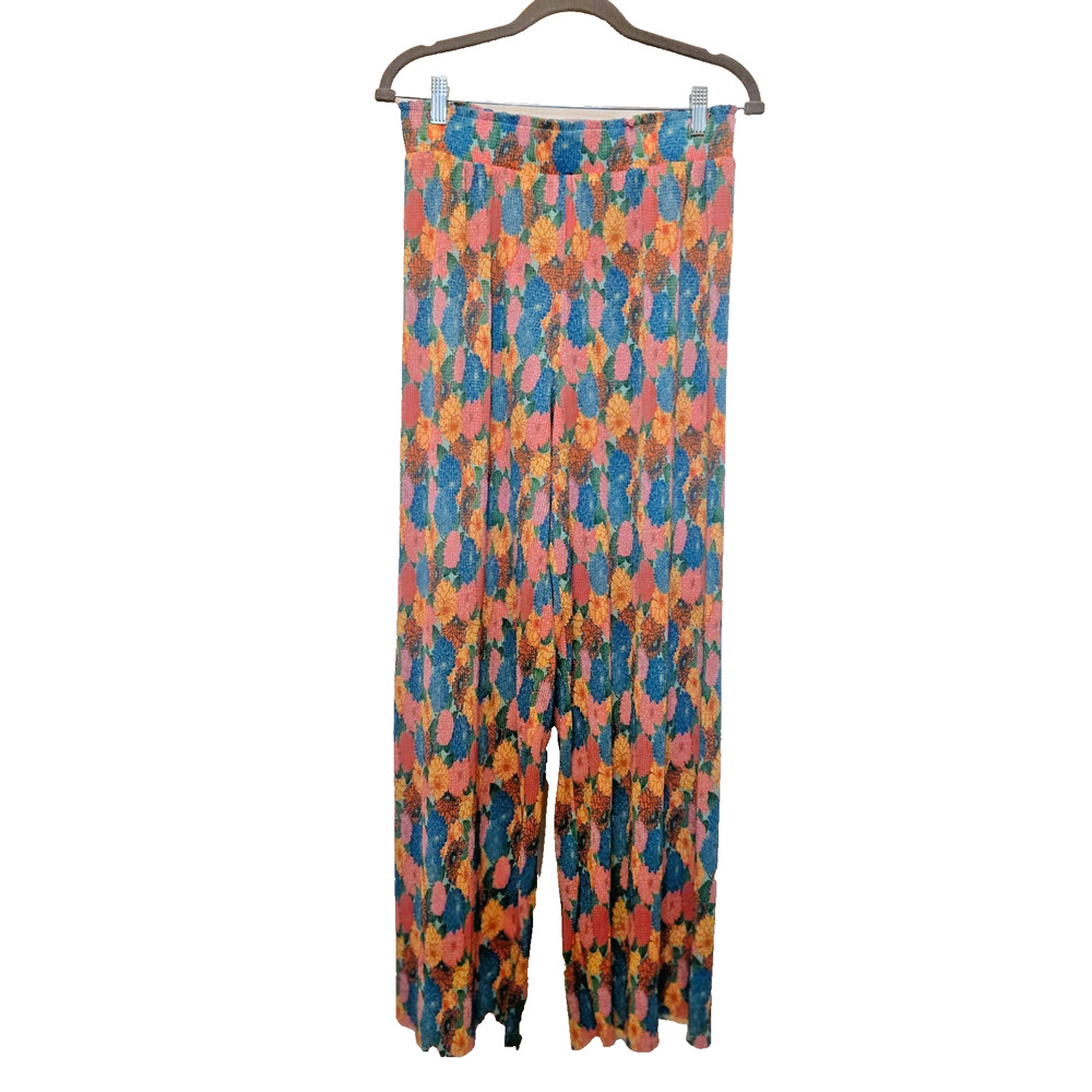 ZARA 2pc Multicolor Summer Floral Pleated Top & Pleated Pants size L - Picture 8 of 16